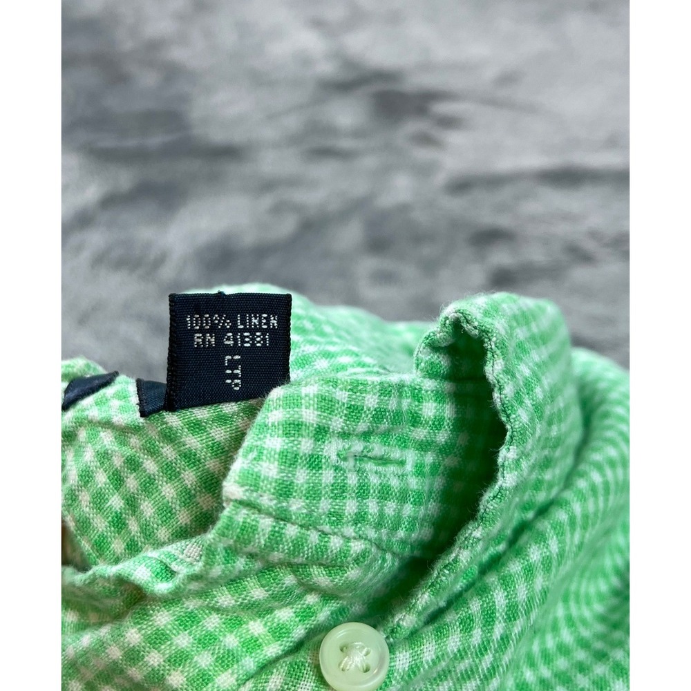 Ralph Lauren Classic Fit Gingham Linen Button Down Shirt Men's Medium - Picture 4 of 6